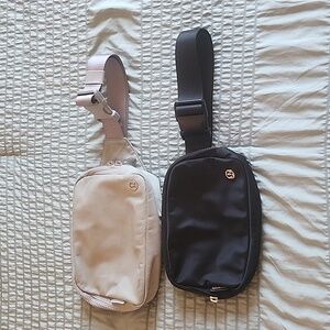 Lululemon Small Black & Large Silver Fanny Pack Bundle